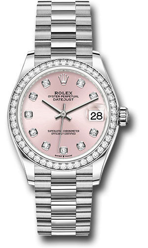 *Pre-Owned* Rolex White Gold Datejust 31 Watch - Diamond Bezel - Pink Diamond Dial - President Bracelet