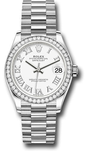 *Pre-Owned* Rolex White Gold Datejust 31 Watch - Diamond Bezel - White Roman Dial - President Bracelet
