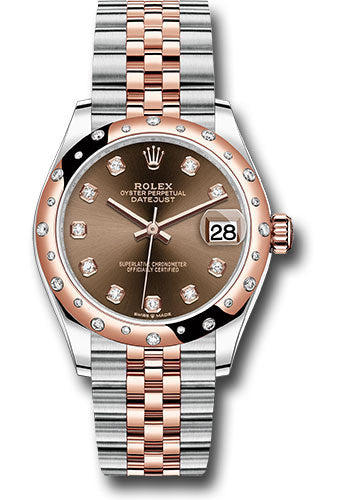 *Pre-Owned* Rolex Steel and Everose Gold Datejust 31 Watch - 24 Diamond Bezel - White Roman Dial - Jubilee Bracelet