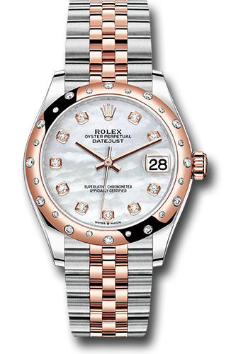 *Pre-Owned* Rolex Steel and Everose Gold Datejust 31 Watch - 24 Diamond Bezel - Silver Diamond Dial - Jubilee Bracelet