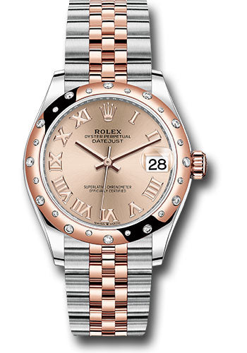 *Pre-Owned* Rolex Steel and Everose Gold Datejust 31 Watch - 24 Diamond Bezel - Dark Rhodium Index Dial - Jubilee Bracelet