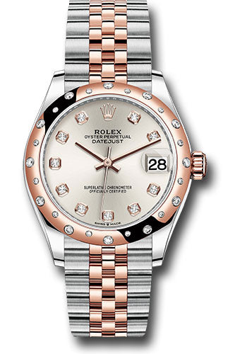 *Pre-Owned* Rolex Steel and Everose Gold Datejust 31 Watch - 24 Diamond Bezel - RosÃ© Diamond Dial - Jubilee Bracelet