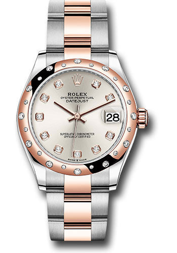*Pre-Owned* Rolex Steel and Everose Gold Datejust 31 Watch - 24 Diamond Bezel - RosÃ© Diamond Dial - Oyster Bracelet
