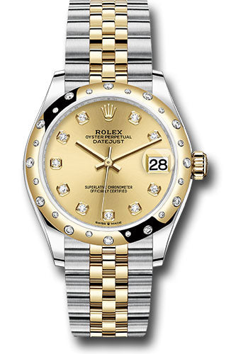 *Pre-Owned* Rolex Steel and Yellow Gold Datejust 31 Watch - Domed Diamond Bezel - Champagne Diamond Dial - Jubilee Bracelet