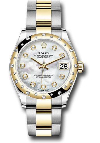 *Pre-Owned* Rolex Steel and Yellow Gold Datejust 31 Watch - Domed Diamond Bezel - Mother-of-Pearl Diamond Dial - Oyster Bracelet
