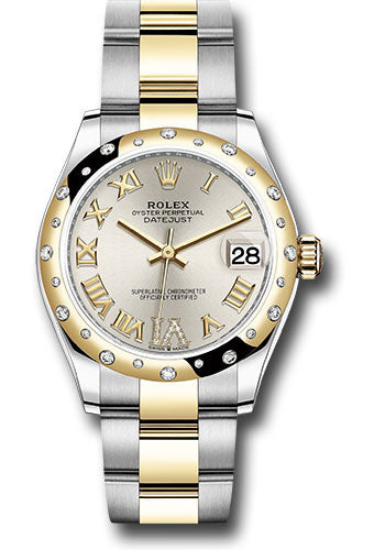 *Pre-Owned* Rolex Steel and Yellow Gold Datejust 31 Watch - Domed Diamond Bezel - Silver Diamond Roman Six Dial - Oyster Bracelet