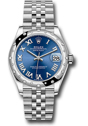 *Pre-Owned* Rolex Steel and White Gold Datejust 31 Watch - Domed 24 Diamond Bezel - Blue Roman Dial - Jubilee Bracelet - 2021 Release