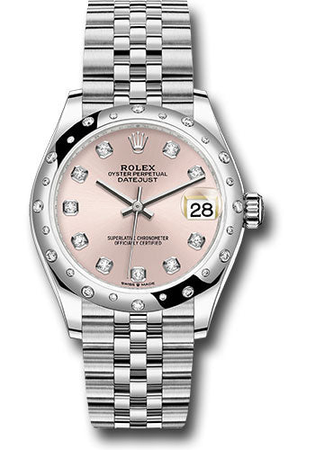 *Pre-Owned* Rolex Steel and White Gold Datejust 31 Watch - Domed 24 Diamond Bezel - Pink Diamond Dial - Jubilee Bracelet
