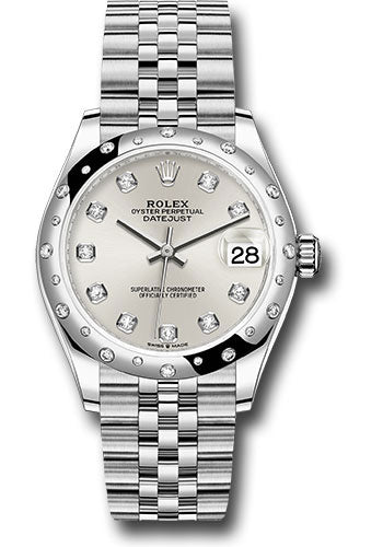 *Pre-Owned* Rolex Steel and White Gold Datejust 31 Watch - Domed 24 Diamond Bezel - Silver Diamond Dial - Jubilee Bracelet