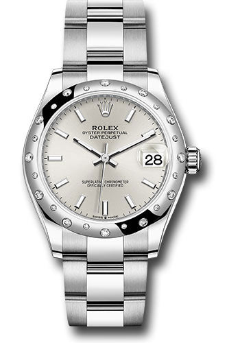 *Pre-Owned* Rolex Steel and White Gold Datejust 31 Watch - Domed 24 Diamond Bezel - Silver Index Dial - Oyster Bracelet