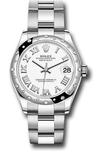 *Pre-Owned* Rolex Steel and White Gold Datejust 31 Watch - Domed 24 Diamond Bezel - White Roman Dial - Oyster Bracelet