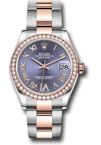 *Pre-Owned* Rolex Steel and Everose Gold Datejust 31 Watch - 46 Diamond Bezel - Aubergine Diamond Roman VI Dial - Oyster Bracelet