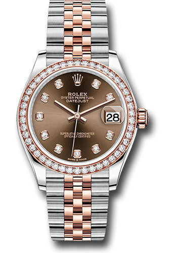 *Pre-Owned* Rolex Steel and Everose Gold Datejust 31 Watch - 46 Diamond Bezel - Chocolate Diamond Dial - Jubilee Bracelet