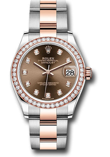 *Pre-Owned* Rolex Steel and Everose Gold Datejust 31 Watch - 46 Diamond Bezel - Chocolate Diamond Dial - Oyster Bracelet