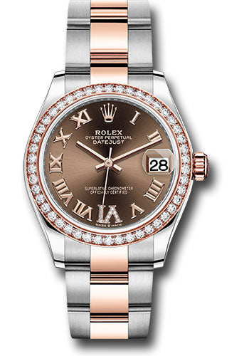 *Pre-Owned* Rolex Steel and Everose Gold Datejust 31 Watch - 46 Diamond Bezel - Chocolate Diamond Roman VI Dial - Oyster Bracelet