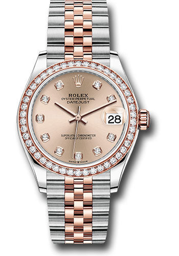 *Pre-Owned* Rolex Steel and Everose Gold Datejust 31 Watch - 46 Diamond Bezel - RosÃ© Diamond Dial - Jubilee Bracelet