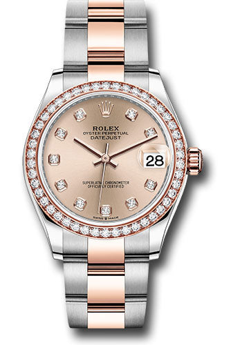 *Pre-Owned* Rolex Steel and Everose Gold Datejust 31 Watch - 46 Diamond Bezel - RosÃ© Diamond Dial - Oyster Bracelet