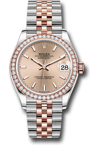 *Pre-Owned* Rolex Steel and Everose Gold Datejust 31 Watch - 46 Diamond Bezel - RosÃ© Index Dial - Jubilee Bracelet