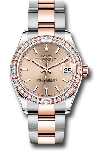 *Pre-Owned* Rolex Steel and Everose Gold Datejust 31 Watch - 46 Diamond Bezel - RosÃ© Index Dial - Oyster Bracelet