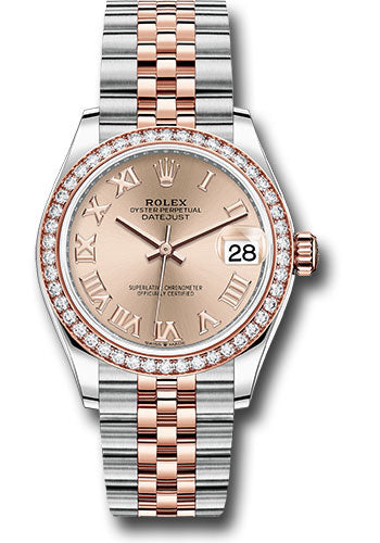 *Pre-Owned* Rolex Steel and Everose Gold Datejust 31 Watch - 46 Diamond Bezel - RosÃ© Roman Dial - Jubilee Bracelet