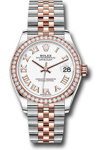 *Pre-Owned* Rolex Steel and Everose Gold Datejust 31 Watch - 46 Diamond Bezel - White Roman Dial - Jubilee Bracelet
