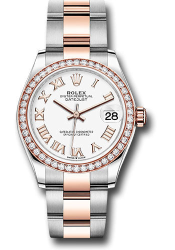 *Pre-Owned* Rolex Steel and Everose Gold Datejust 31 Watch - 46 Diamond Bezel - White Roman Dial - Oyster Bracelet
