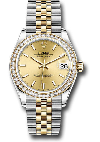 *Pre-Owned* Rolex Steel and Yellow Gold Datejust 31 Watch - Diamond Bezel - Champagne Index Dial - Jubilee Bracelet