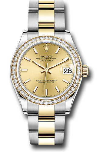 *Pre-Owned* Rolex Steel and Yellow Gold Datejust 31 Watch - Diamond Bezel - Champagne Index Dial - Oyster Bracelet