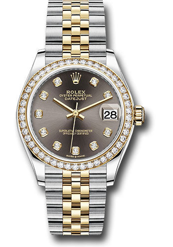 *Pre-Owned* Rolex Steel and Yellow Gold Datejust 31 Watch - Diamond Bezel - Dark Grey Diamond Dial - Jubilee Bracelet