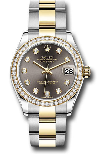*Pre-Owned* Rolex Steel and Yellow Gold Datejust 31 Watch - Diamond Bezel - Dark Grey Diamond Dial - Oyster Bracelet