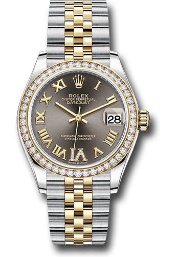 *Pre-Owned* Rolex Steel and Yellow Gold Datejust 31 Watch - Diamond Bezel - Dark Grey Diamond Roman Six Dial - Jubilee Bracelet