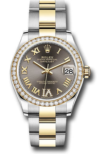 *Pre-Owned* Rolex Steel and Yellow Gold Datejust 31 Watch - Diamond Bezel - Dark Grey Diamond Roman Six Dial - Oyster Bracelet