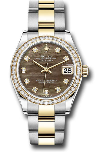 *Pre-Owned* Rolex Steel and Yellow Gold Datejust 31 Watch - Diamond Bezel - Dark Mother-of-Pearl Diamond Dial - Oyster Bracelet
