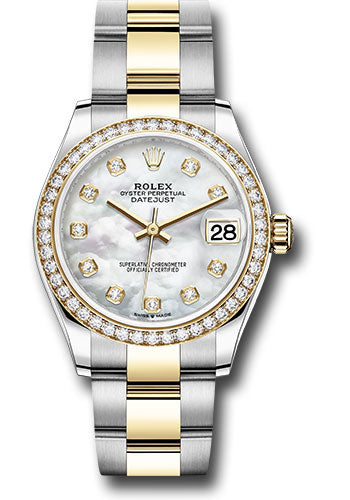 *Pre-Owned* Rolex Steel and Yellow Gold Datejust 31 Watch - Diamond Bezel - Mother-of-Pearl Diamond Dial - Oyster Bracelet