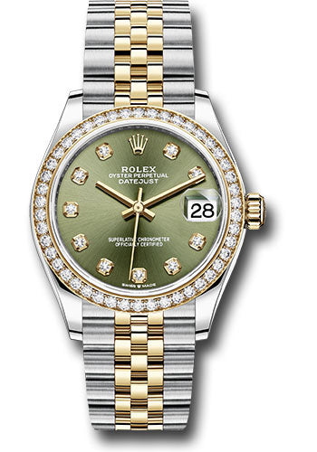 *Pre-Owned* Rolex Steel and Yellow Gold Datejust 31 Watch - Diamond Bezel - Olive Green Diamond Dial - Jubilee Bracelet