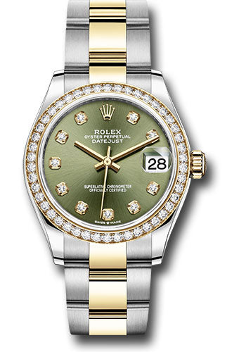 *Pre-Owned* Rolex Steel and Yellow Gold Datejust 31 Watch - Diamond Bezel - Olive Green Diamond Dial - Oyster Bracelet