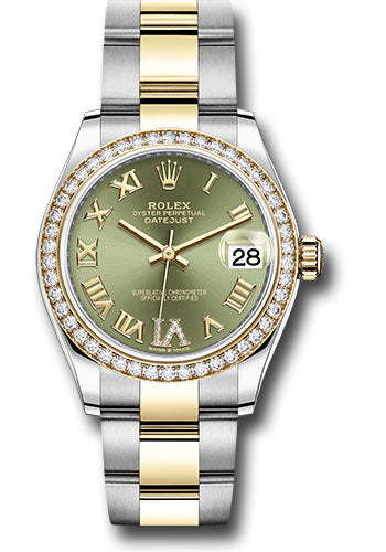 *Pre-Owned* Rolex Steel and Yellow Gold Datejust 31 Watch - Diamond Bezel - Olive Green Diamond Roman Six Dial - Oyster Bracelet
