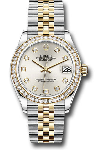 *Pre-Owned* Rolex Steel and Yellow Gold Datejust 31 Watch - Diamond Bezel - Silver Diamond Dial - Jubilee Bracelet