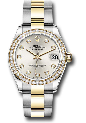 *Pre-Owned* Rolex Steel and Yellow Gold Datejust 31 Watch - Diamond Bezel - Silver Diamond Dial - Oyster Bracelet