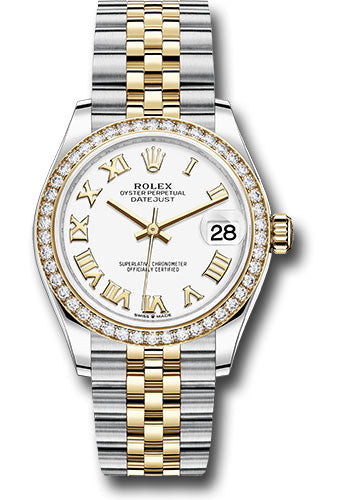 *Pre-Owned* Rolex Steel and Yellow Gold Datejust 31 Watch - Diamond Bezel - White Roman Dial - Jubilee Bracelet