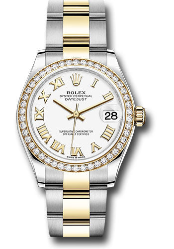 *Pre-Owned* Rolex Steel and Yellow Gold Datejust 31 Watch - Diamond Bezel - White Roman Dial - Oyster Bracelet
