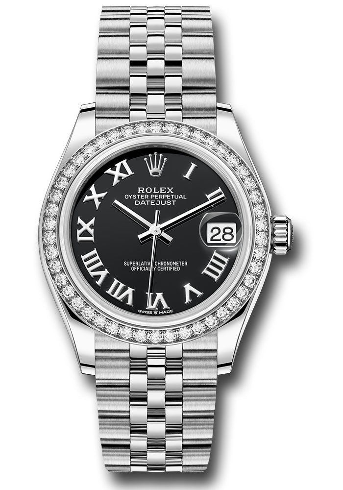 *Pre-Owned* Rolex Steel and White Gold Datejust 31 Watch - Diamond Bezel - Black Roman Dial - Jubilee Bracelet