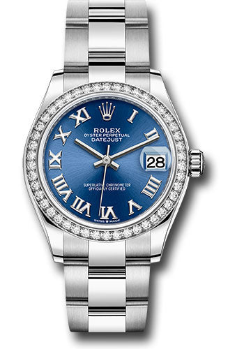 *Pre-Owned* Rolex Steel and White Gold Datejust 31 Watch - Diamond Bezel - Blue Roman Dial - Oyster Bracelet