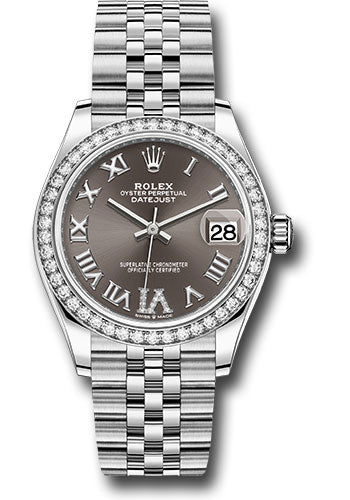 *Pre-Owned* Rolex Steel and White Gold Datejust 31 Watch - Diamond Bezel - Dark Grey Roman Diamond 6 Dial - Jubilee Bracelet