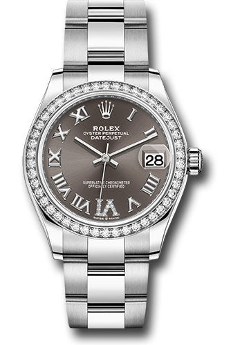 *Pre-Owned* Rolex Steel and White Gold Datejust 31 Watch - Diamond Bezel - Dark Grey Roman Diamond 6 Dial - Oyster Bracelet
