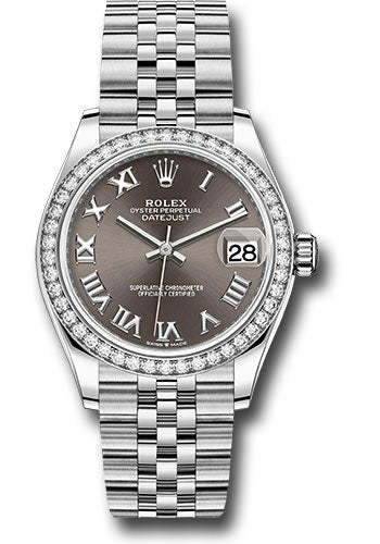 *Pre-Owned* Rolex Steel and White Gold Datejust 31 Watch - Diamond Bezel - Dark Grey Roman Dial - Jubilee Bracelet