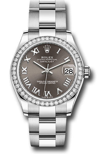 *Pre-Owned* Rolex Steel and White Gold Datejust 31 Watch - Diamond Bezel - Dark Grey Roman Dial - Oyster Bracelet