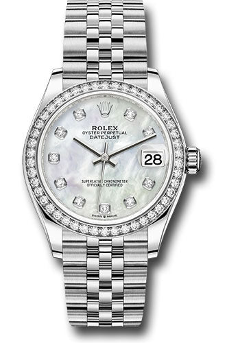 *Pre-Owned* Rolex Steel and White Gold Datejust 31 Watch - Diamond Bezel - White Mother-Of-Pearl Diamond Dial - Jubilee Bracelet