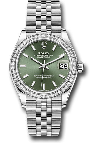 *Pre-Owned* Rolex Steel and White Gold Datejust 31 Watch - Diamond Bezel - Mint Green Index Dial - Jubilee Bracelet
