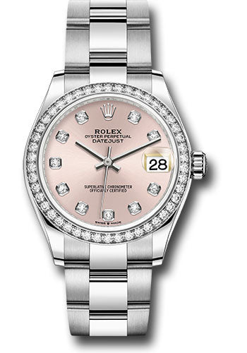*Pre-Owned* Rolex Steel and White Gold Datejust 31 Watch - Diamond Bezel - Pink Diamond Dial - Oyster Bracelet